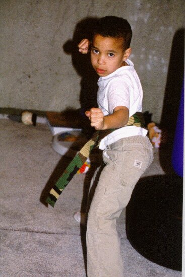 PJ practicing Karate